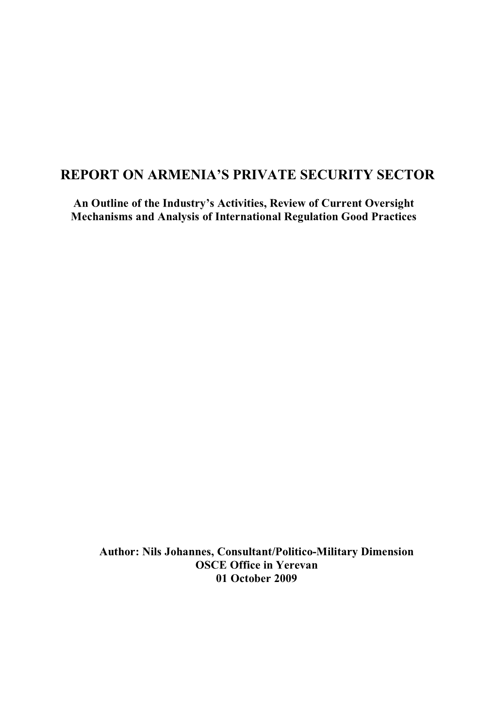 Report on Armenia's Private Security Sector