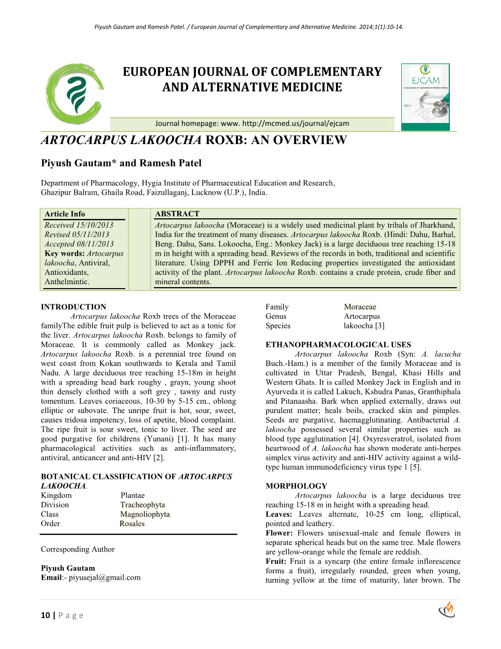 Artocarpus Lakoocha Roxb: an Overview