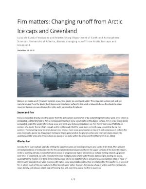 Firn Matters: Changing Runoff from Arctic Ice Caps and Greenland