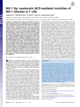 HIV-1 Vpr Counteracts HLTF-Mediated Restriction of HIV-1 Infection in T Cells