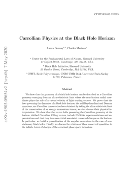 Carrollian Physics at the Black Hole Horizon Arxiv:1903.09654V2 [Hep