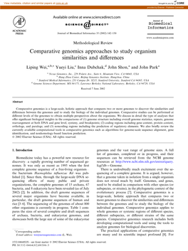 Comparative Genomics Approaches to Study Organism Similarities and Differences
