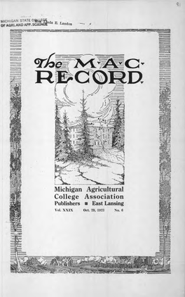 Michigan Agricultural College Association Publishers O East Lansing Vol