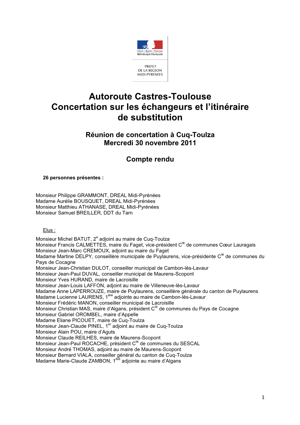Autoroute Castres-Toulouse Concertation Sur Les Échangeurs Et L'itinéraire De Substitution