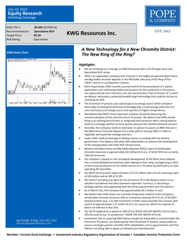 KWG Resources Inc. Risk Rating: Speculative