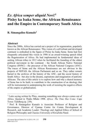 Pixley Ka Isaka Seme, the African Renaissance and the Empire in Contemporary South Africa