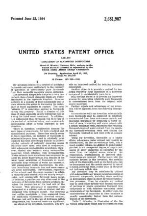 UNITED STATES PATENT OFFICE 2,681,907 ISOATION of FILAWONOD COMPOUNDS Simon H