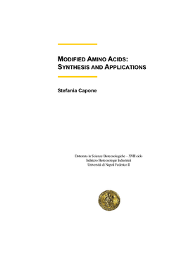 Modified Amino Acids Synthesis and Applications