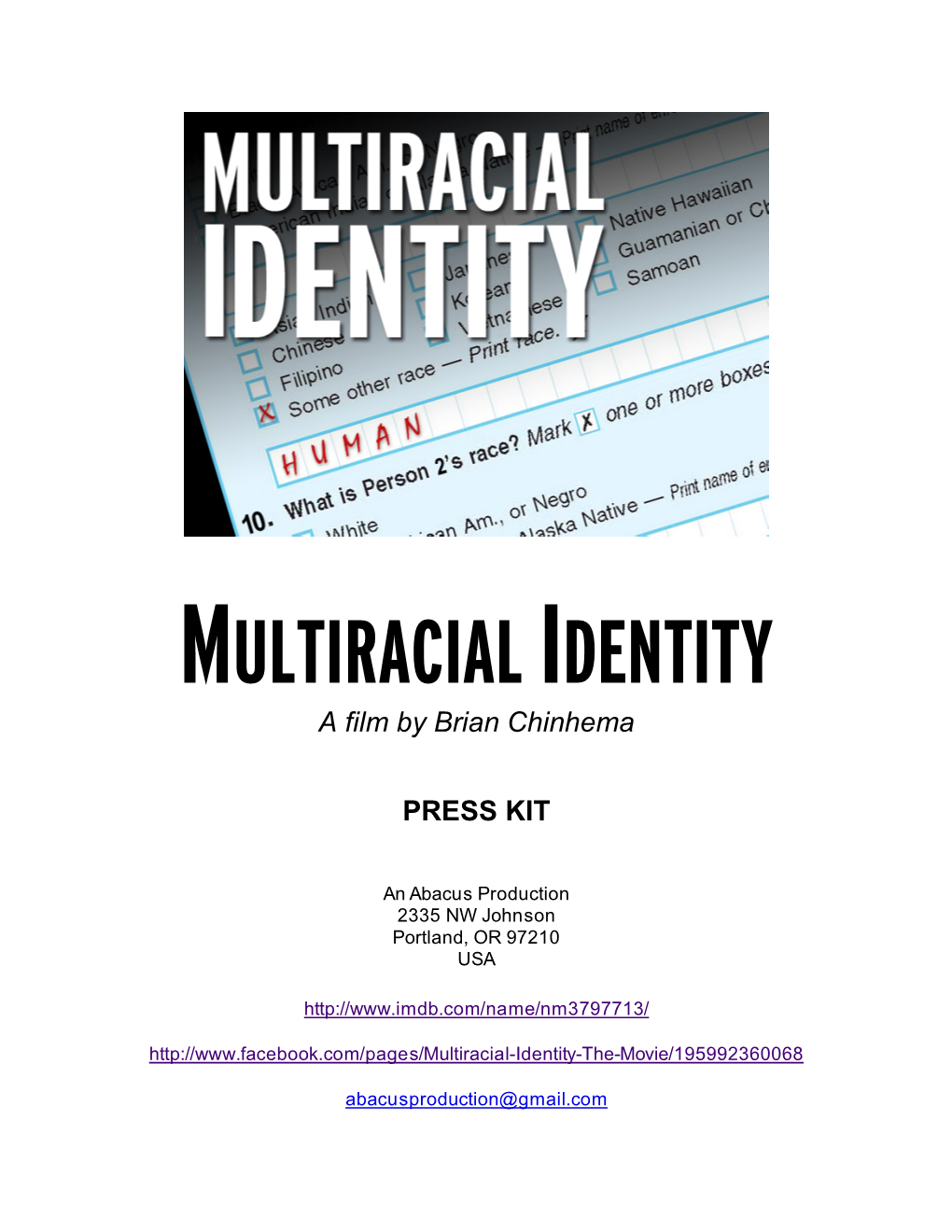 MULTIRACIAL IDENTITY a Film by Brian Chinhema