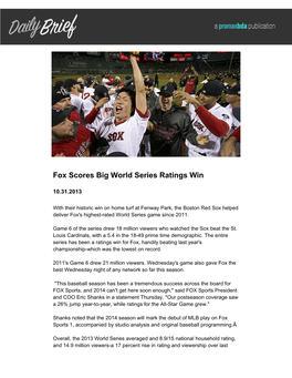 Fox Scores Big World Series Ratings Win