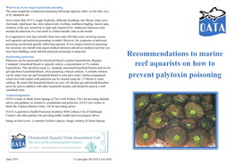 Recommendations to Marine Reef Aquarists on How to Prevent