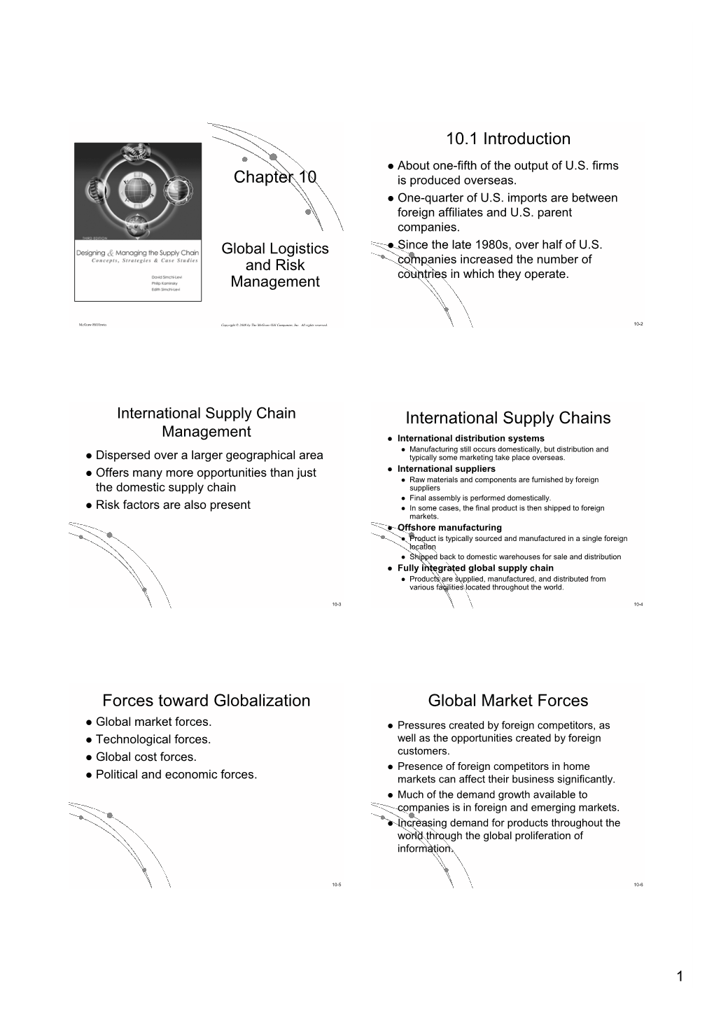 Chapter 10 10.1 Introduction International Supply Chains Forces