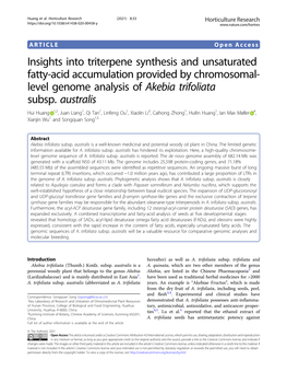 Insights Into Triterpene Synthesis and Unsaturated Fatty-Acid Accumulation Provided by Chromosomal- Level Genome Analysis of Akebia Trifoliata Subsp