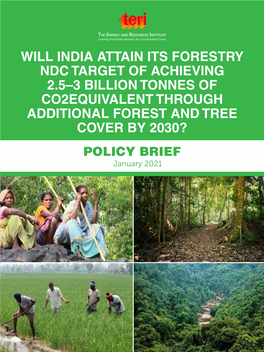 Will India Attain Its Forestry Ndc Target of Achieving 2.5