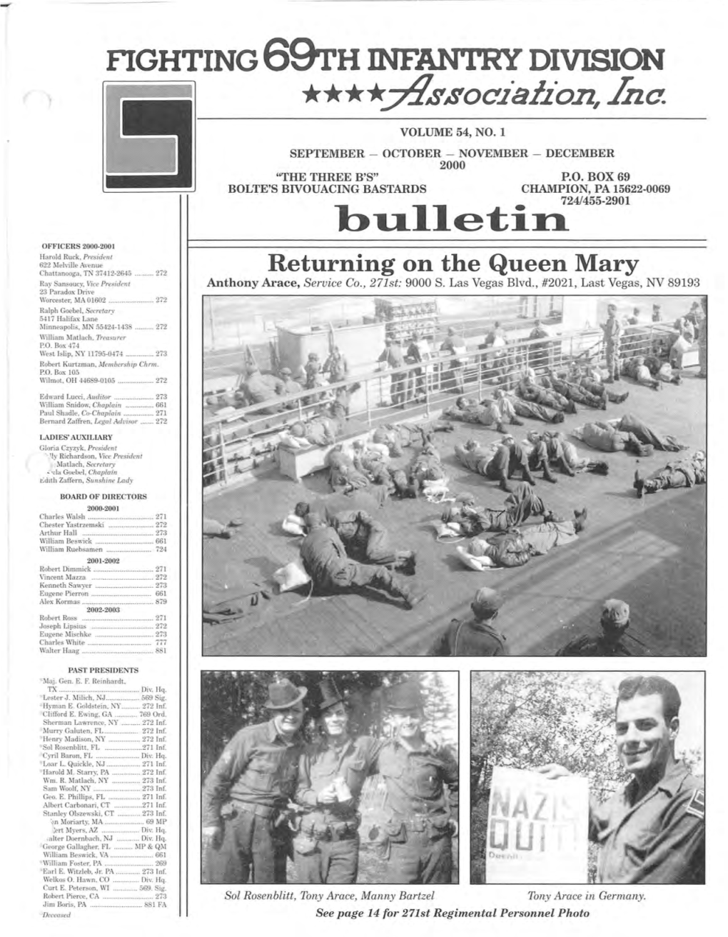 The Fighting 69Th Infantry Division Association, Inc. Vol. 54 No. 1 Sep-Dec 2000