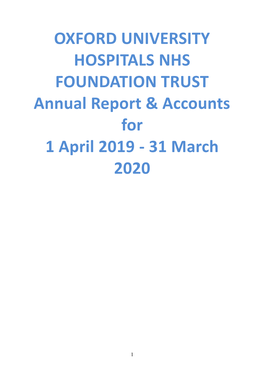 OUH Annual Report & Accounts 2019-20