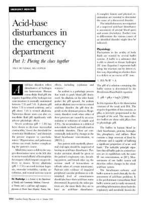 Acid-Base Disturbances in the Emergency Department