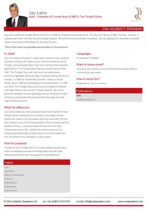 Jay Leno Speaker Profile