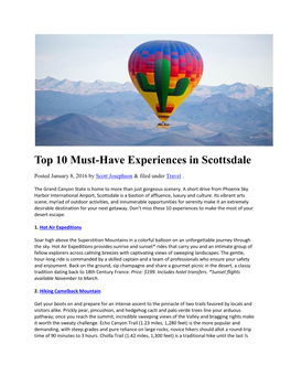 Top 10 Must-Have Experiences in Scottsdale