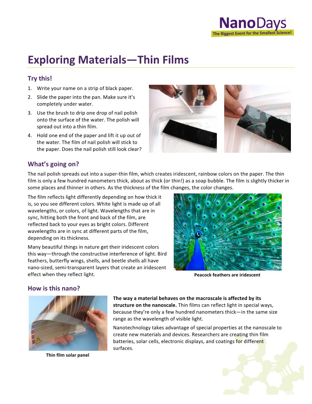Exploring Materials—Thin Films