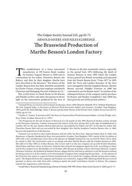 The Brasswind Production of Marthe Besson's London Factory