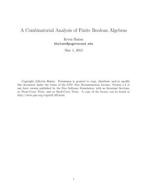 A Combinatorial Analysis of Finite Boolean Algebras