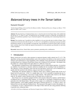 Balanced Binary Trees in the Tamari Lattice