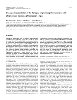 Association of ORC with Replication Origins 2013