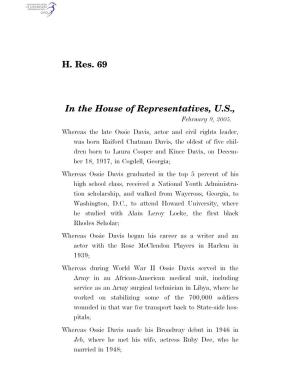 H. Res. 69 in the House of Representatives, U.S