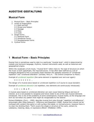Musical Form – Page 1 of 6 AUDITIVE GESTALTUNG