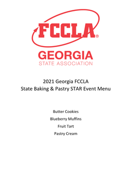 2021 Georgia FCCLA State Baking & Pastry STAR Event Menu