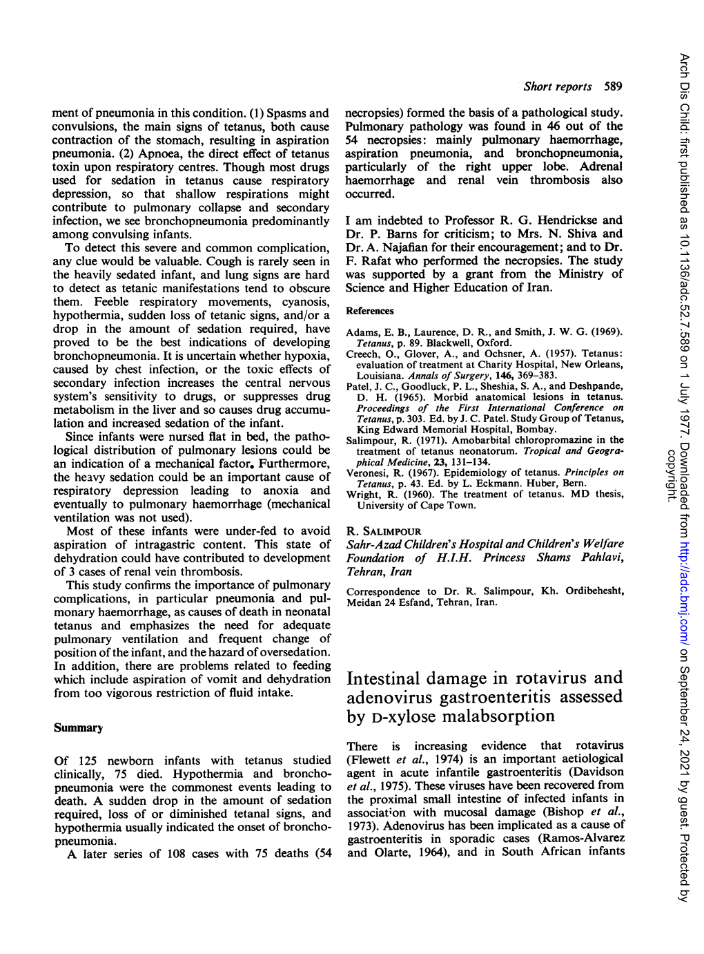 Intestinal Damage in Rotavirus and Adenovirus Gastroenteritis Assessed by D-Xylose Malabsorption