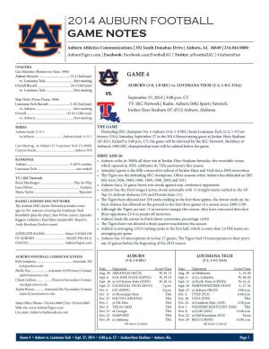 2014 Auburn Football Game Notes