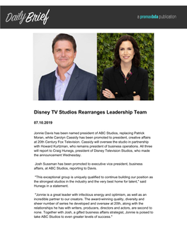 Disney TV Studios Rearranges Leadership Team