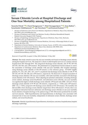 Serum Chloride Levels at Hospital Discharge and One-Year Mortality Among Hospitalized Patients