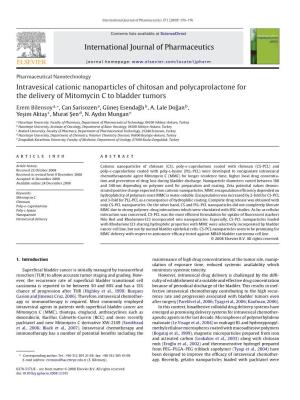 International Journal of Pharmaceutics Intravesical Cationic Nanoparticles