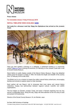 Press Release Dippy on Tour Launches at Dorset County Museum