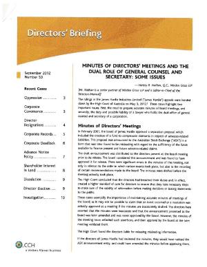 Minutes of Directors' Meetings and the Dual Role of General Counsel And