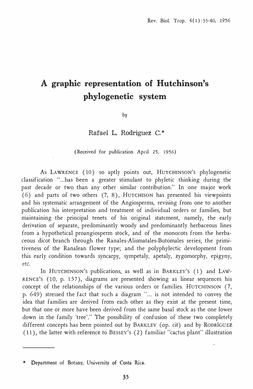 A Graphic Representation of Hutchinson's Phylogenetic System