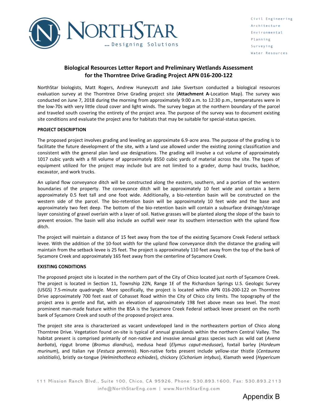 Appendix B RE: Biological Resources Evaluation for the Thorntree Grading Project APN 016-200-122 Page 2 of 8