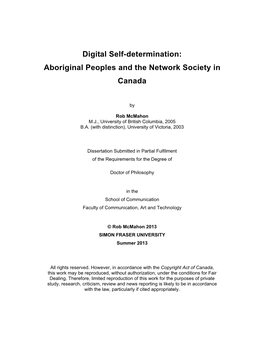 Aboriginal Peoples and the Network Society in Canada