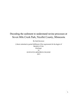 Decoding the Sediment to Understand Ravine Processes at Seven Mile Creek Park, Nicollet County, Minnesota