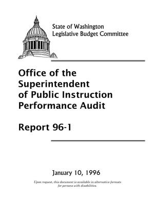 Office of the Superintendent of Public Instruction Performance Audit