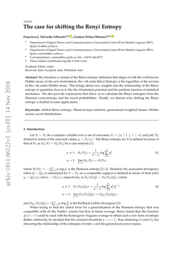 The Case for Shifting the Renyi Entropy