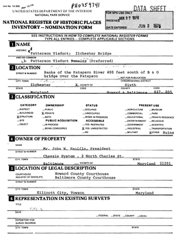 Data Shfft National Park Service National Register of Historic Places Inventory -- Nomination Form
