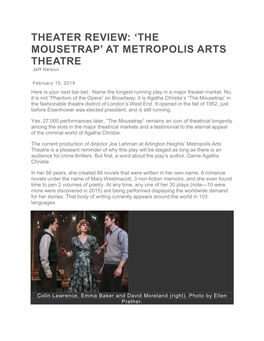 'The Mousetrap' at Metropolis Arts Theatre