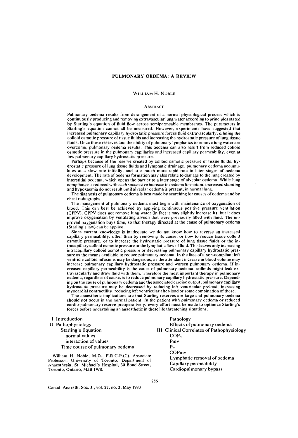 Pulmonary Oedema: a Review