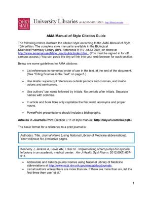 AMA Manual of Style Citation Guide