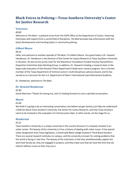 Black Voices in Policing—Texas Southern University's Center for Justice Research