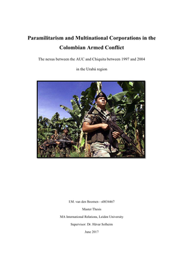 Paramilitarism and Multinational Corporations in the Colombian Armed Conflict